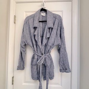 Caslon linen wrap jacket with tie
